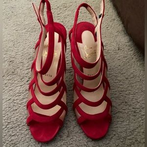 Christian Loubotin red sandal heels